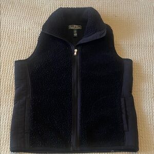 Ralph Lauren Black Sherpa Zip Vest